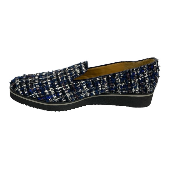 Franco Sarto Womens Fabrina Blue Tweed Chunky Almond Toe Loafers - Picture 6 of 14